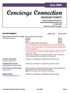 June 2025 Concierge Connection Discount List